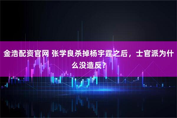 金浩配资官网 张学良杀掉杨宇霆之后，士官派为什么没造反？